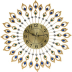 Wall Clock, 26.4" Peacock Wall Clock, Wall Mounted Decorative Clocks Gold, Modern 3D Clocks , Large Round Metal Silent Non-Ticking, for Living Room Decor