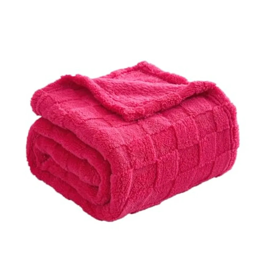 Fleece Throw Blanket 50"×60" for Couch Sofa Bed, Super Soft Cozy Plush Microfiber Flannel Blanket with 3D Checke Design Lightwe