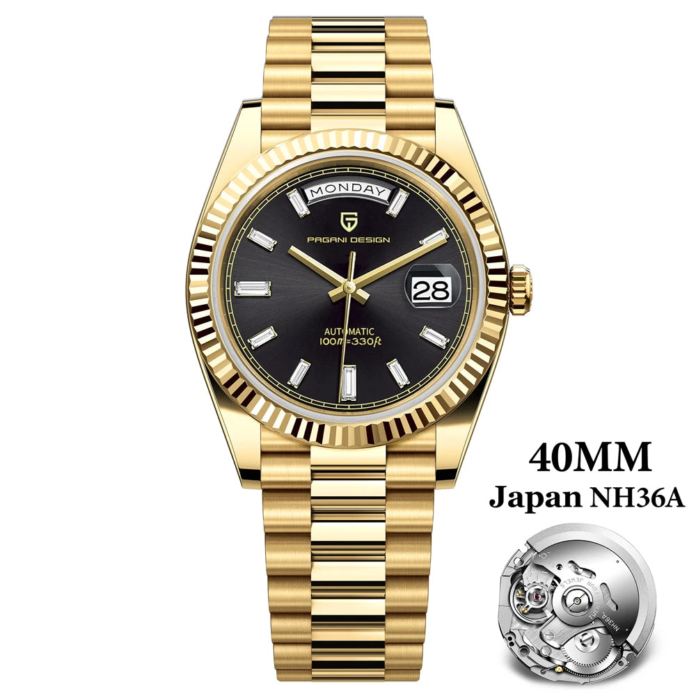 PAGANI DESIGN DD40 Luxury Rose Gold Automatic Watch Men Japan NH36A Mechanical Wristwatch Men Stainless steel Waterproof Watches