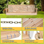 Heavy Duty Outdoor Swing Chair Bench Only Wooden Porch Swing with Chains Outdoor Furniture
