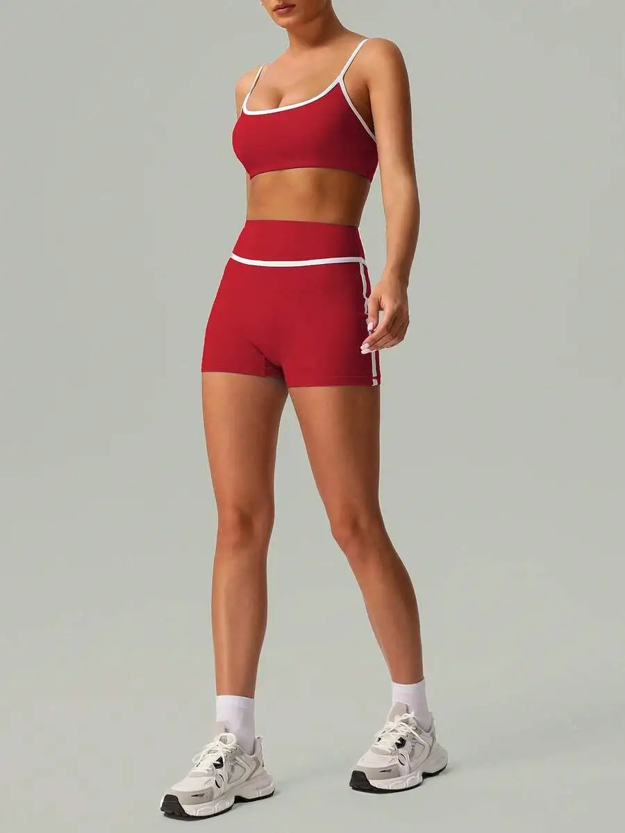 2 PCS Women Sports Bra And Shorts Set For Yoga Running