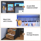 Full Size Gaming Loft Bed with Desk, Storage Drawers, Power Outlet, Metal Frame, RGB Lights, Space-Saving Design for Teens, Guar