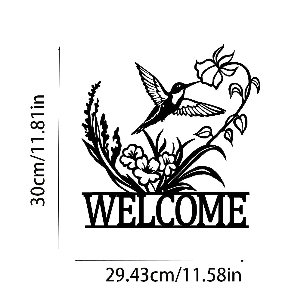 Indoor and Outdoor Minimalist Metal Wall Decorations Owl Butterfly Hummingbird Welcome Signs