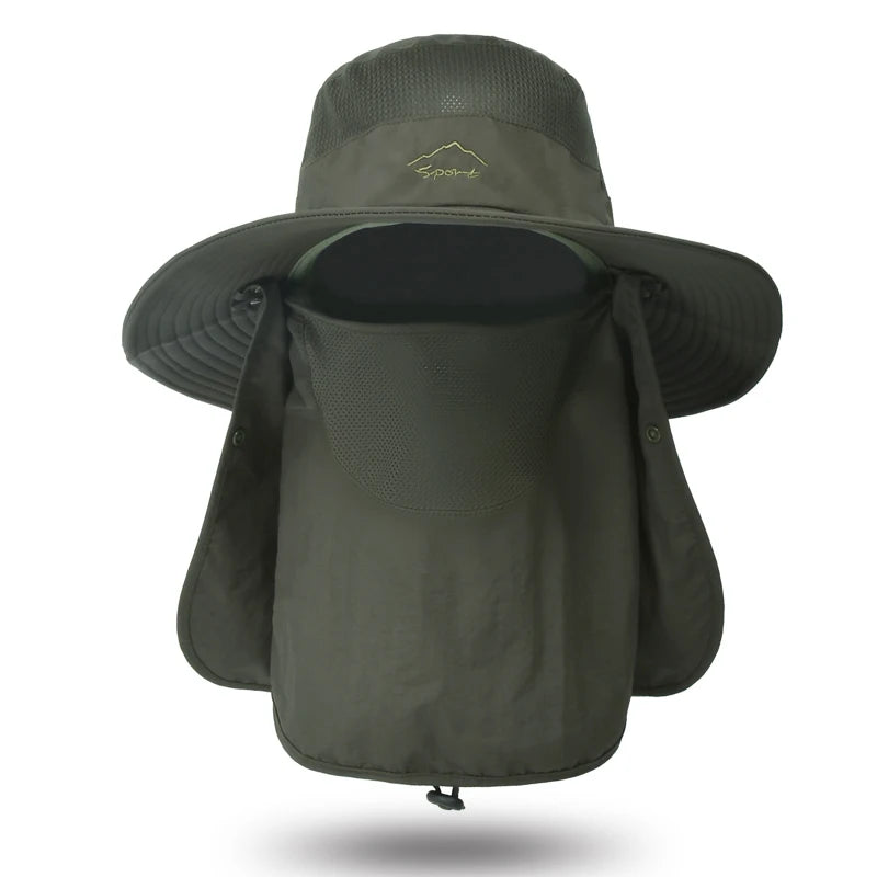 Fisherman's hat, male sun hat, summer outdoor quick drying sun hat, fishing breathable sun hat, female face mask hat