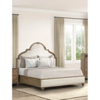 Rustic Oak 3-Piece Eastern King Bed with Nightstands, Solid Wood, Unique Legs, Upholstered Frame, Traditional Design