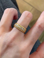 3Pcs Fashion Hollow Chain Open Copper Ring Set For Women, Inlaid Shiny Cubic Zirconia Finger Jewelry, Adjustable Stackable Rings, Elegant Accessory For Party Banquet Dating, Ideal Holiday Birthday Gift For Ladies