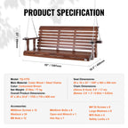 SucceBuy Wooden Porch Swing 5 ft Patio bench swing for Courtyard Garden Upgraded 880 lbs Strong Load Capacity Swing Chair Bench