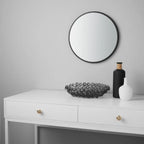 18-Inch Black Round Decorative Wall Mirror for Bathroom or Living Room