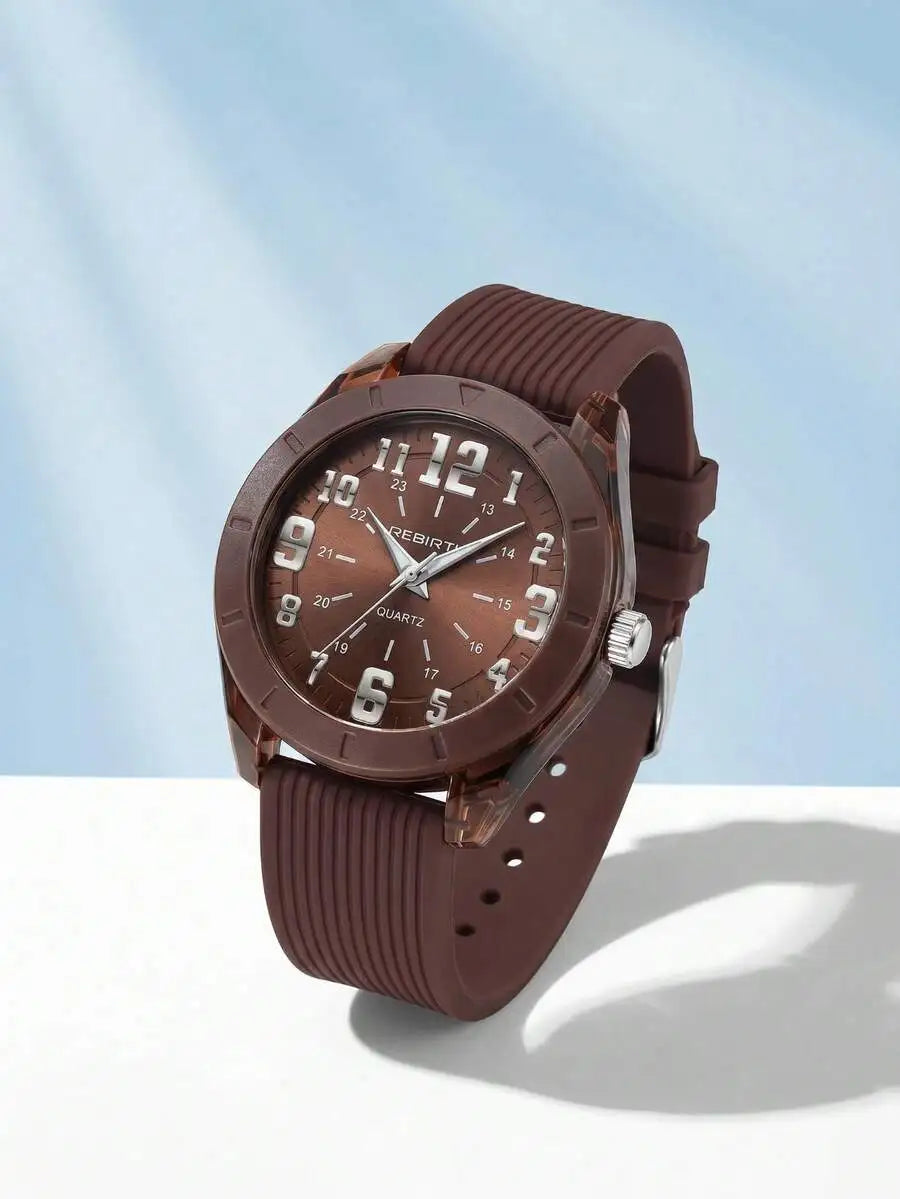 REBIRTH 1pc Women's Silicone Strap Casual Versatile Personalized Style Quartz Watch Suitable For Daily Wear