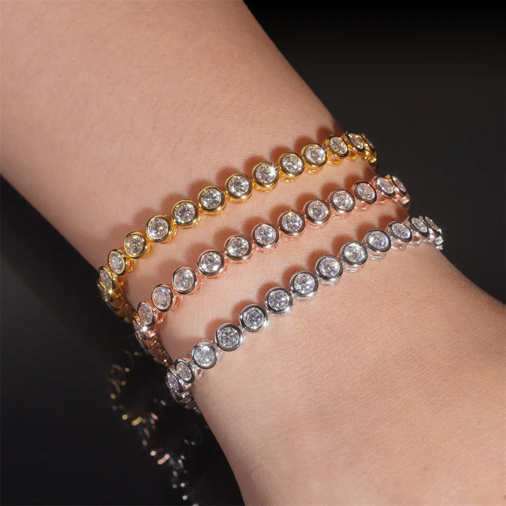 0.1CT 3mm Sparkling Full Lab Created Moissanite Tennis Bracelet GRA Certified 925 Sterling Silver Party Fine Jewelry Gift For Women