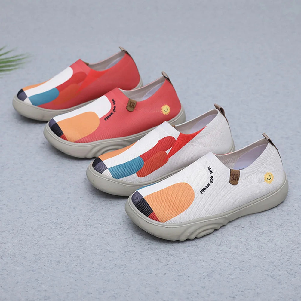 Women Painted Loafers Anti Slip Floral Art Sneakers Breathable Fashion Travel Shoes Casual Walking Shoes for Outdoor Travel