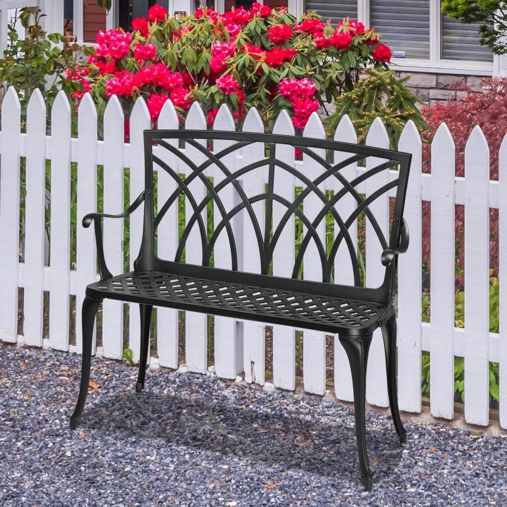 Aluminum Bench Garden Chair Porch Cast Conversation Patio for Outdoor Green