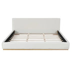 Elegant White Upholstered King Bed with Solid Wood Frame for Ultimate Comfort