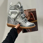 Vintage Style High Top Wedge Sneakers Women Hidden Heel Platform Shoes Chunky Trainer Hook Loop Strap Casual Fashion Board Shoes 2026 New