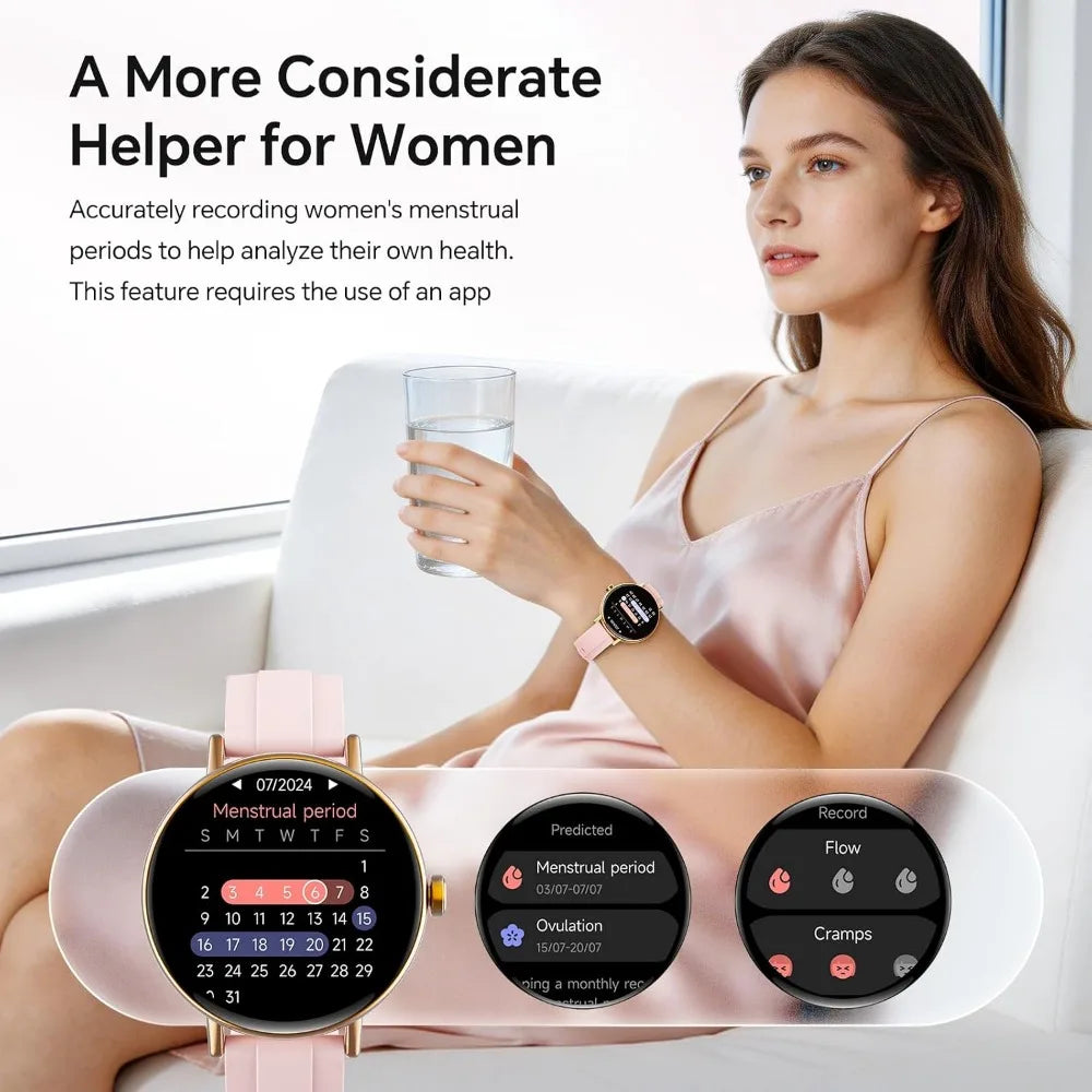 Smart Watch for Women: Activity Tracker, 40mm, Call & Fitness Features, 2 Bands, Pink