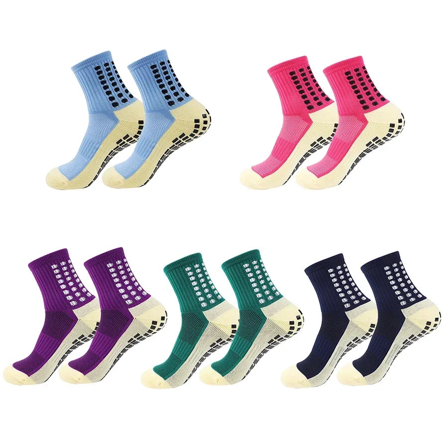1/5/10/20 Pairs Unisex Mid Calf Sports Socks Silicone Anti Slip Dots Football Basketball Yoga Athletic Socks For Men