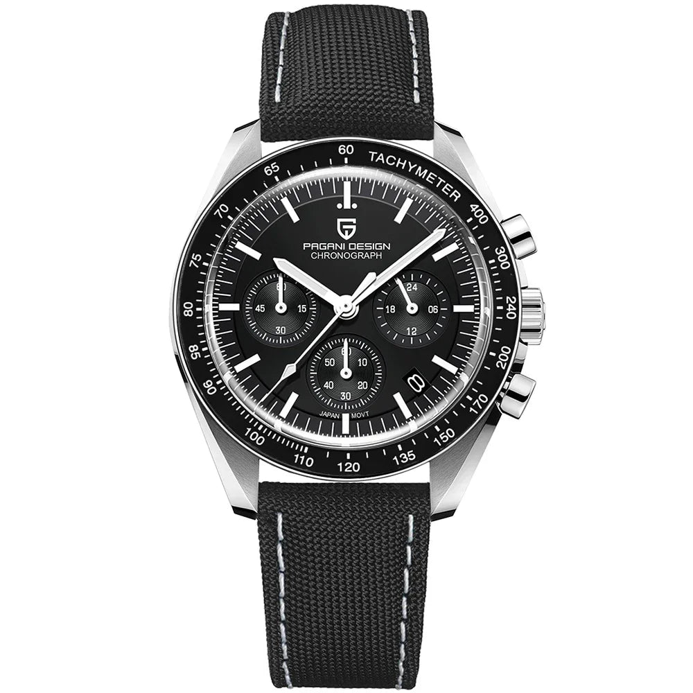 PAGANI DESIGN 1701 Moon Watches 2026 New Woven Strap Luxury Quartz Watch For Men Speed Chronograph AR Sapphire Mirror Wristwatch