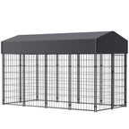 Large Dog Kennel Dog Crate Cage, Welded Wire Pet Playpen with UV Protection Waterproof Cover Metal and Roof Outdoor Heavy Duty