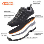 OL OUTJET LEGEND Men's Waterproof Hiking Shoes Leather Comfortable Lightweight Anti-Slip Outdoor Walking Work Sneakers