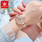 OLEVS 9942 Fashion Quartz Movement Watch For Women Full Of Diamond-set Strap Roman Scale Dial 30m Waterproof Luminous Watch