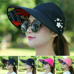 Sun hat, summer sun protection, fashionable, women, summer vacation, wide-brimmed foldable UV protection beach sun hat, open-top top hat, Korean style