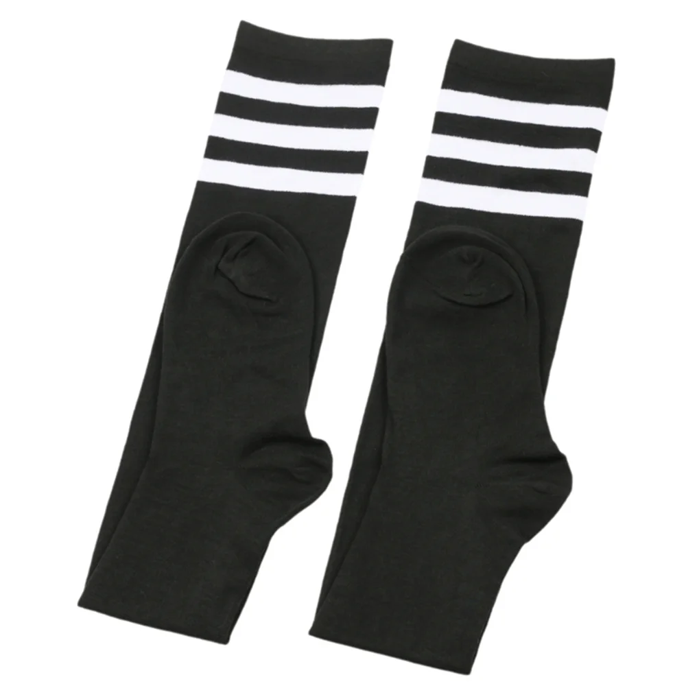 1 Pair Plus Size Women's Thigh High Socks for Thick Thighs Highs Widened Extra Long Thick Striped Knit Socks Stockings