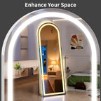 Arch Full Length Standing Mirror with LED Lights, 68"x26" Lighted Mirror with Dimming and 3 Color Lighting, Tall Mirror Full Bo