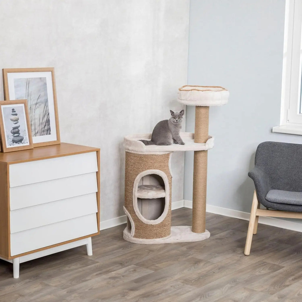 Indoor 2-Story Cat Condo, Sisal Posts, Brown, Removable Bed for Easy Clean