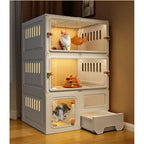 Indoor Large Cat Enclosure with Litter Box and Transparent Door (105x45x70cm)
