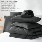 Comforter Set - Bed in a Bag Size 7 Pieces, Luxury Soft Bed Set for All Seasons, Bedding Set with Comforter, Sheets, Pillowcase