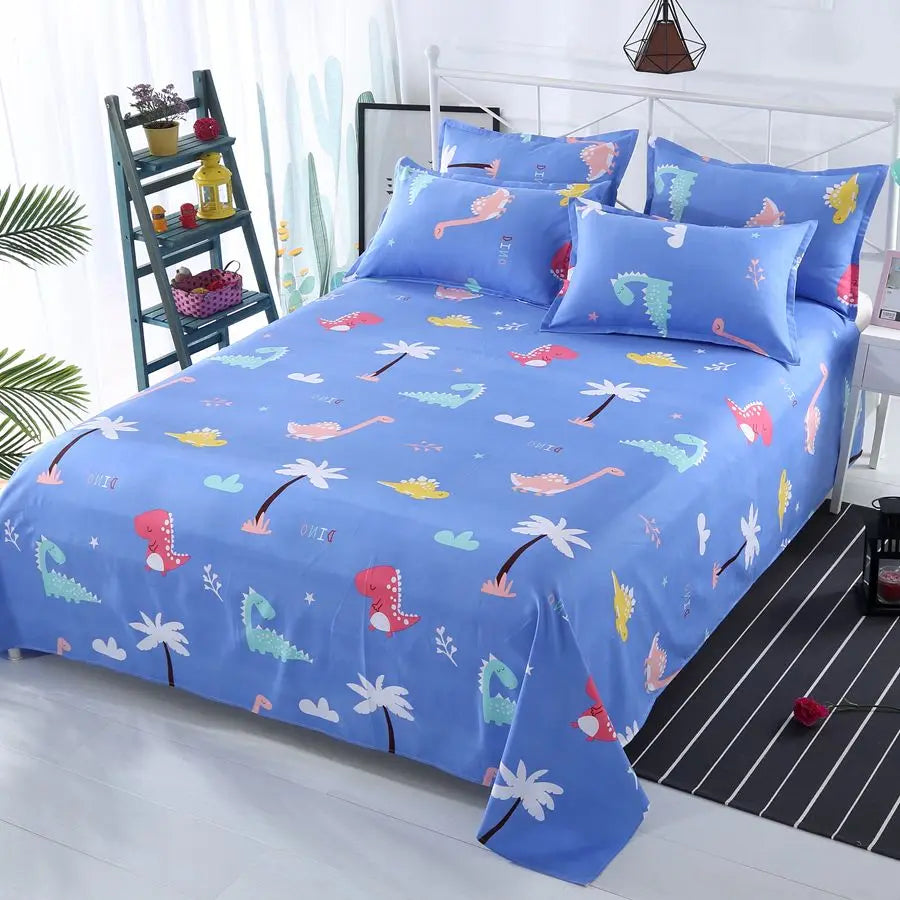 3pcs/Set Home Textile Bed Sheet Set with Pillowcases Cotton Material Lovers Room Bedding Room Flat Sheet