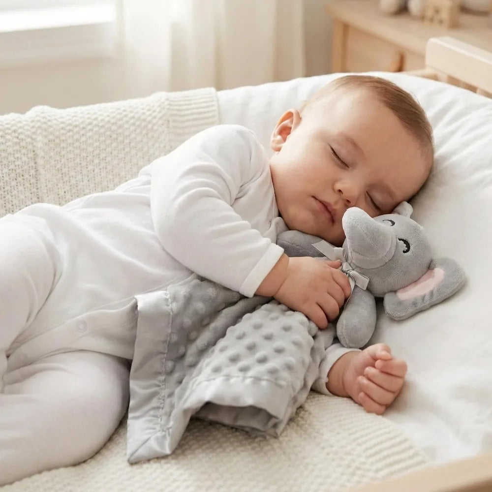 Elephant Security Blanket, Soft Lovey Unisex Lovie Baby Gifts for Boys and Girls Snuggle Toy Stuffed Animal Newborn Essentials and Items Grey 16 Inch