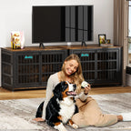 Dog Crate Furniture with Casters,Heavy Duty Dog Kennel Indoor for Large and Medium Dogs,Decorate House as TV Stand,Bedside Table