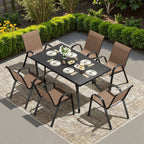 Farini 7-Piece Outdoor Dining Set for 6, Patio Table with 6 Chairs, Garden Furniture for Backyard, Deck, Poolside