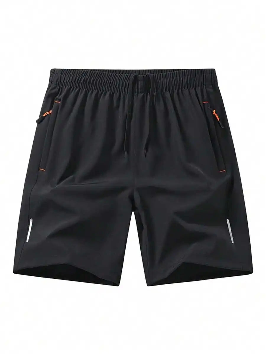 3 Pcs Mens Summer Drawstring Sports Shorts With Zipper Pockets Breathable Quick Dry For Running Hiking