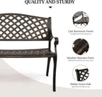 Outdoor Patio, Garden, Yard, Lawn, Entryway, Deck - Anti-Rust Cast Iron & Cast Aluminum Frame, Brown - Ideal for Outdoor Decor