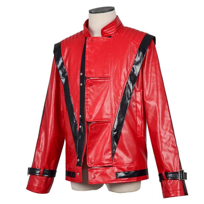 Halloween costume Jackson cosplay jacket imitator world dance king creator red and white leather jacket stage performance pa