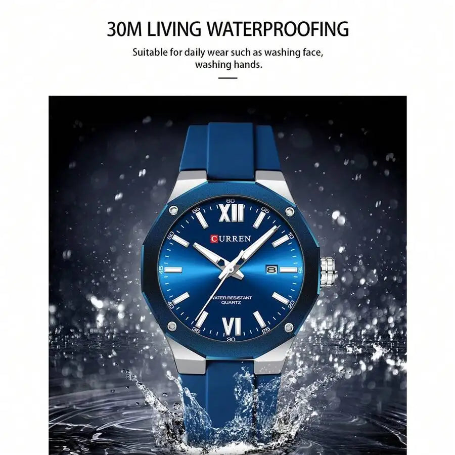 CURREN Men Watch Top Brand Luxury Military Army Male Wristwatch Waterproof Original Silicone Strap Sport Calendar Quartz Clock