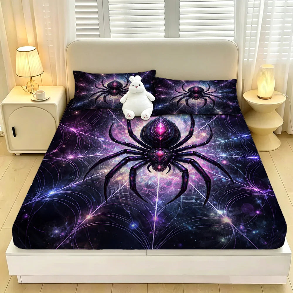 3pcs Spider Animal Printed Coreless Bed Sheet Summer Set Multi Size Comfortable Bedding Decoration Machine Washable