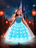 LED Princess Ball Gown Glowin Rapunzel Costume for Girls Tangled Rapunzel Frock Light up Cosplay Dress Christmas Toddler Girl