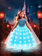 LED Princess Ball Gown Glowin Rapunzel Costume for Girls Tangled Rapunzel Frock Light up Cosplay Dress Christmas Toddler Girl