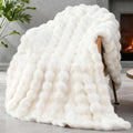 Faux Fur Throw Blanket for Couch, 1000 GSM Cozy Fuzzy Fluffy Soft Plush Thick Bubble Sherpa Blanket for Sofa Bedroom Living Room