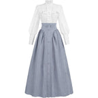 Victorian Dress for Women Edwardian Renaissance Costume Medieval Vintage 1800s Blouse Dresses 2 Piece