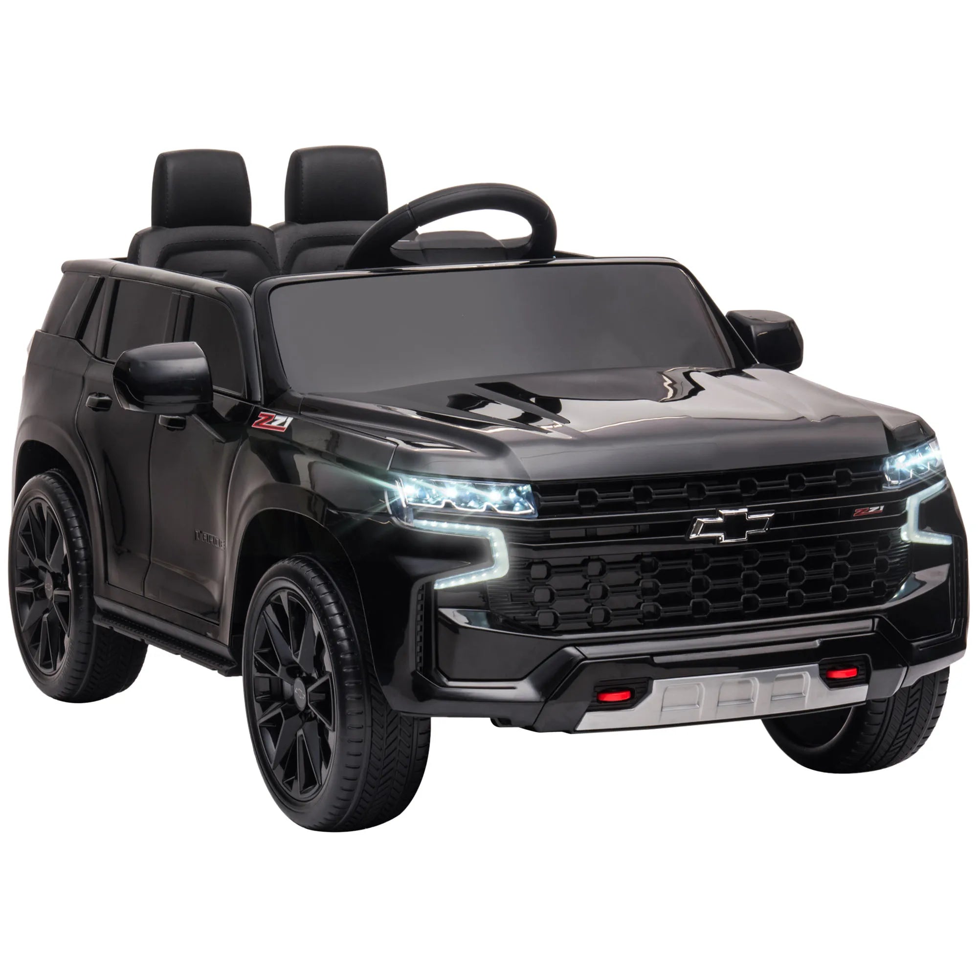 12V Kids Ride on Electric Car with Parent Remote Control Suspension LED Lights Music Player for Kids Black