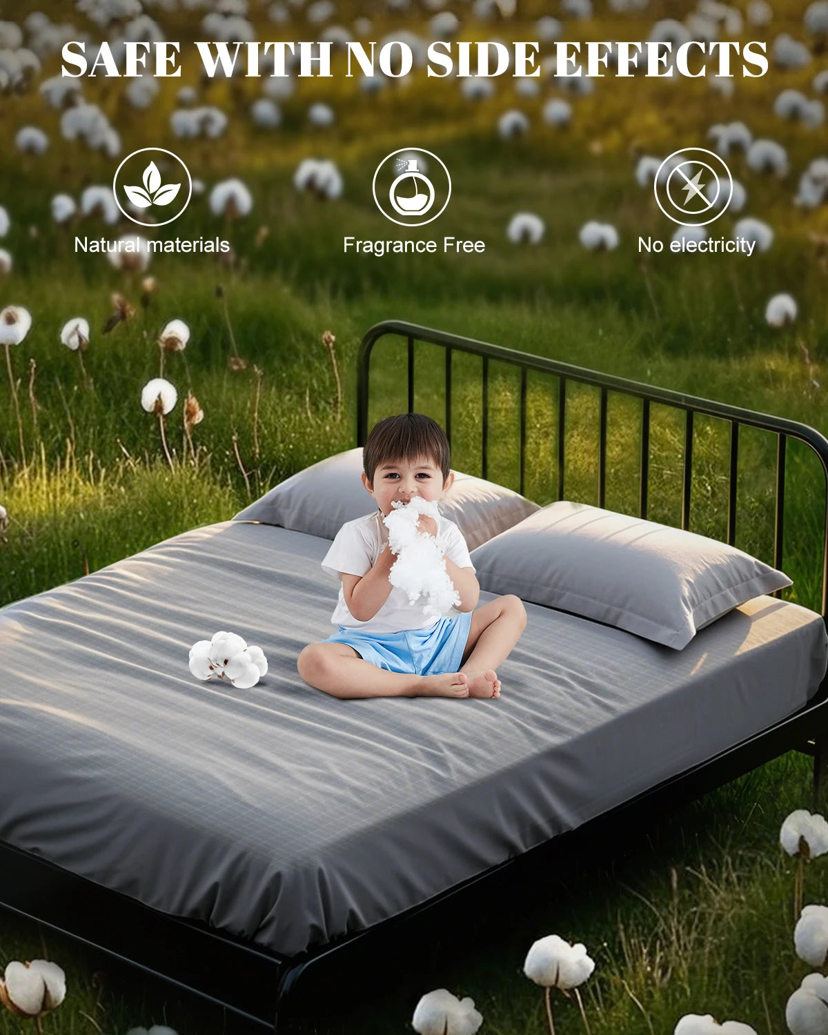 Astarexin Earthing Fitted Sheet, Organic Cotton Grounding Bed Sheet with Conductive Silver Fiber, Soft Home Bedding for Cozy Wellness Sleep