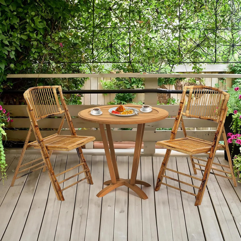Bamboo Folding Chair, Foldable Dining Wood Chairs Comfortable Seat for Outdoor & Indoor, Patio, Porch, Wedding,, Customized