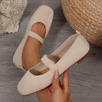 Women Casual Knitted Ballet Flats Shoes 2025 Comfortable Anti-slip Strap Loafers Mary Jane Lightweight Daily Walking Sneakers