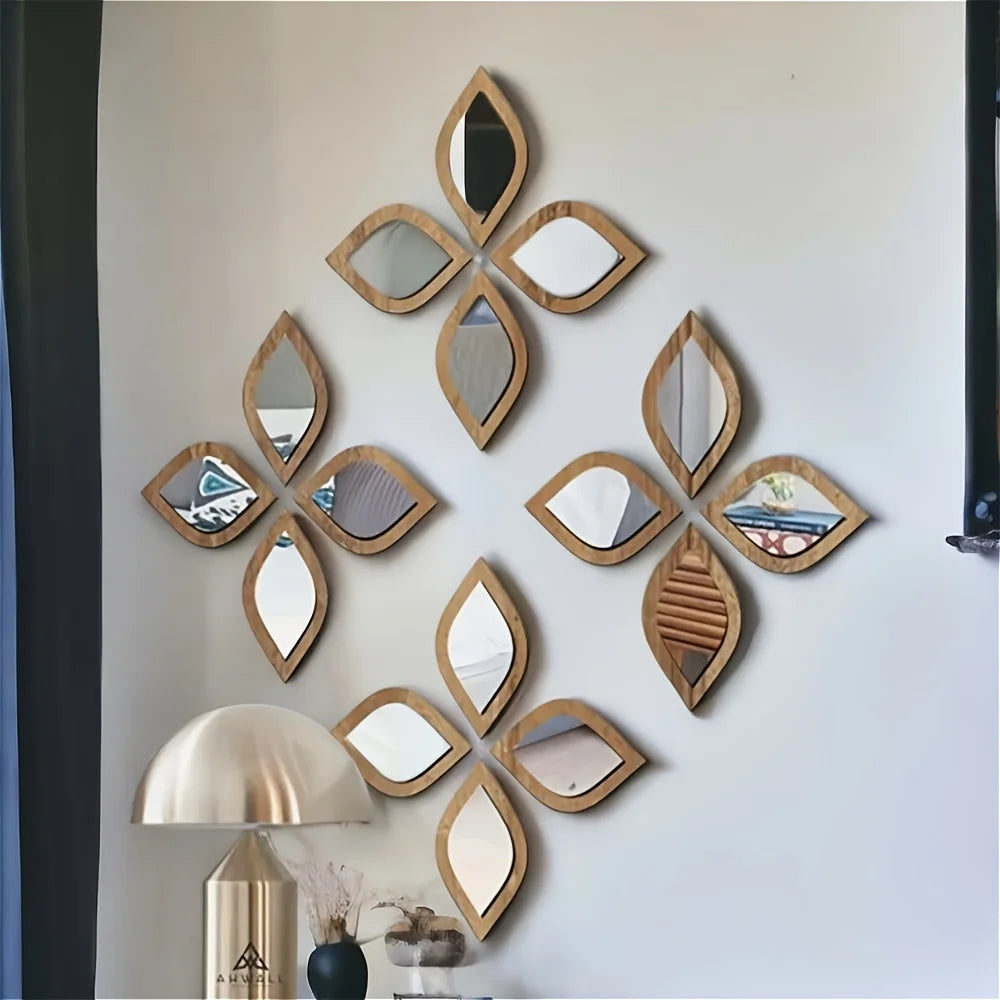 4PCS Boho Tear-Shaped Decorative Wall Mirrors, Acrylic Modern Mirror Wall Art, Bedroom, Office, Bedroom & Living Room Ornament