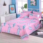 3pcs/Set Home Textile Bed Sheet Set with Pillowcases Cotton Material Lovers Room Bedding Room Flat Sheet