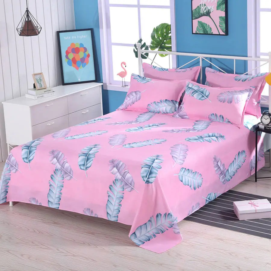 3pcs/Set Home Textile Bed Sheet Set with Pillowcases Cotton Material Lovers Room Bedding Room Flat Sheet